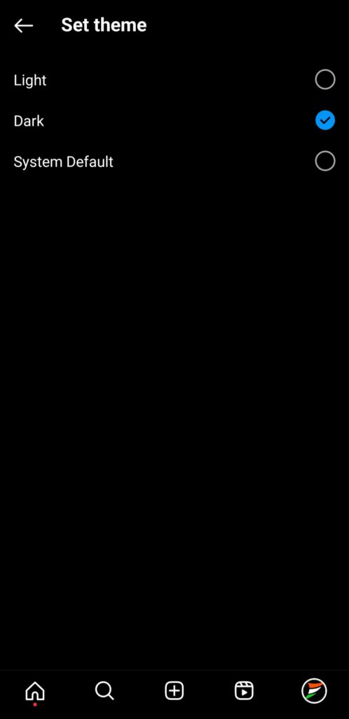 instagram dark mode enable
