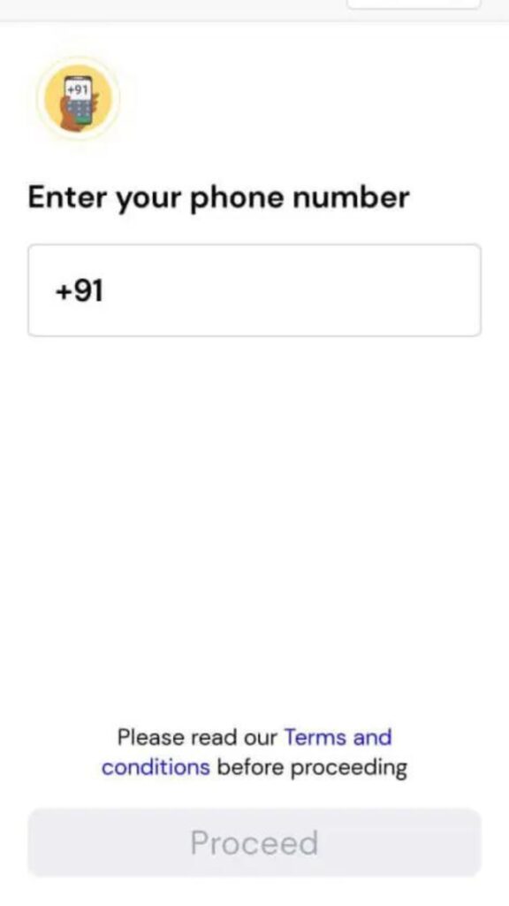 enter mobile number