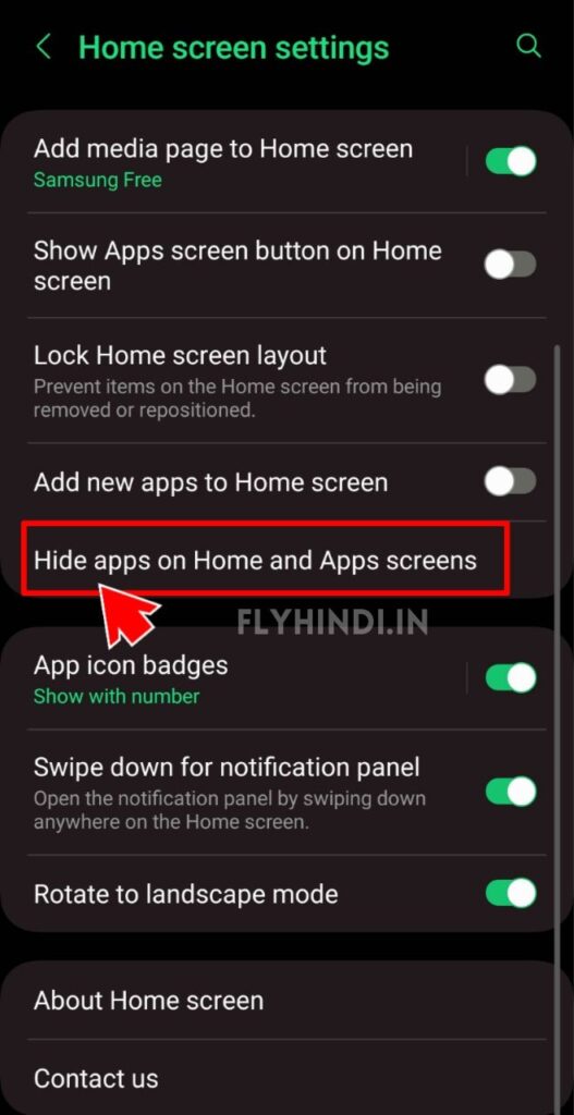 hide app par click kare