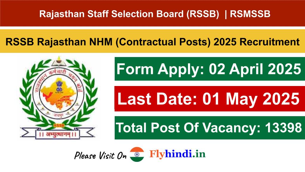 RSSB Rajasthan National Health Mission Recruitment 2025